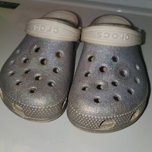 Girls Crocs Silver Glitter Size 12